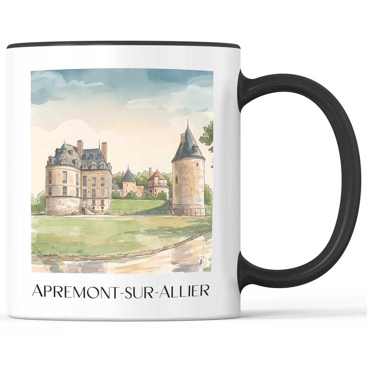 apremont-sur-allier-val-d'allier-frankreich-kaffeebecher-aquarell