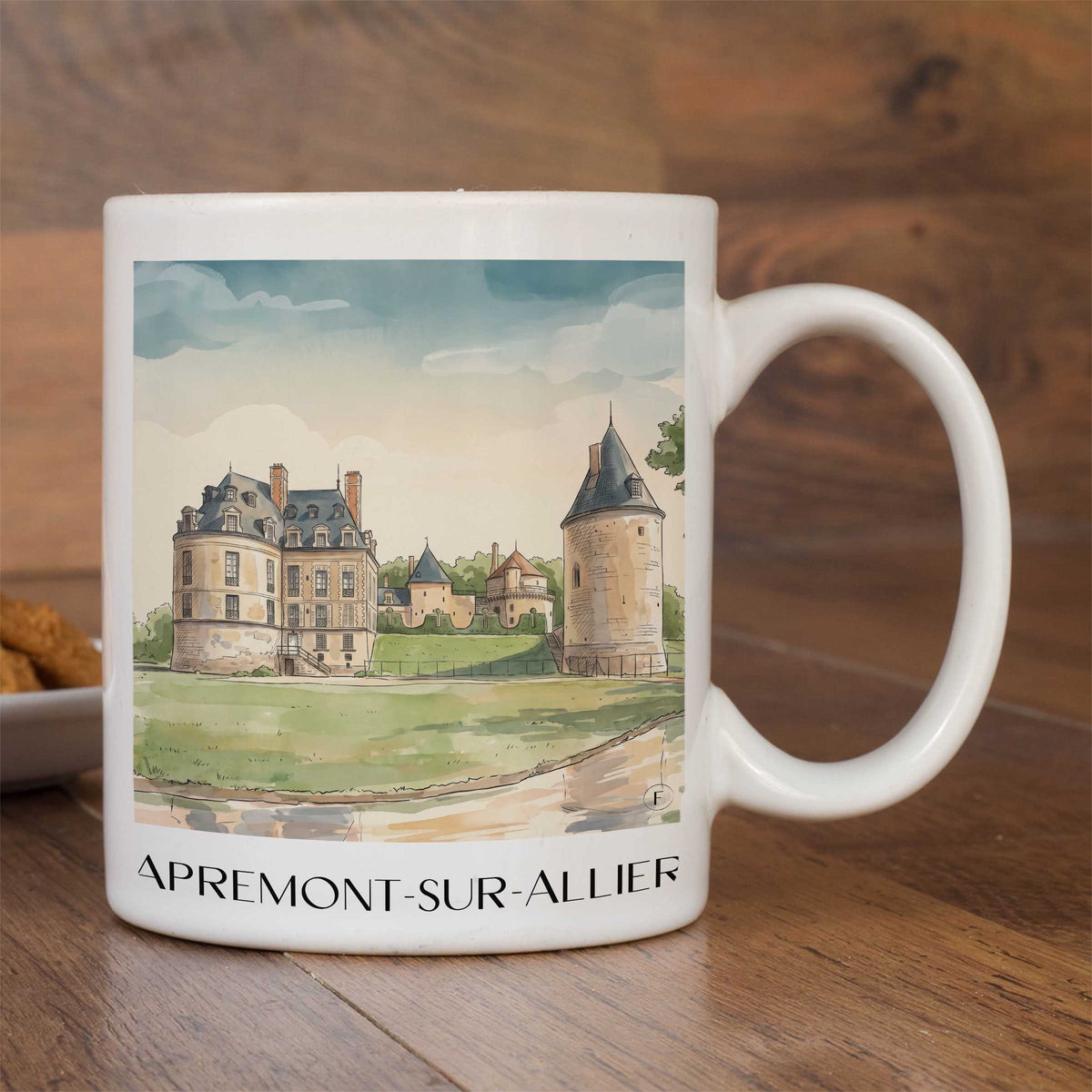 apremont-sur-allier-val-d'allier-frankreich-kaffeebecher-aquarell