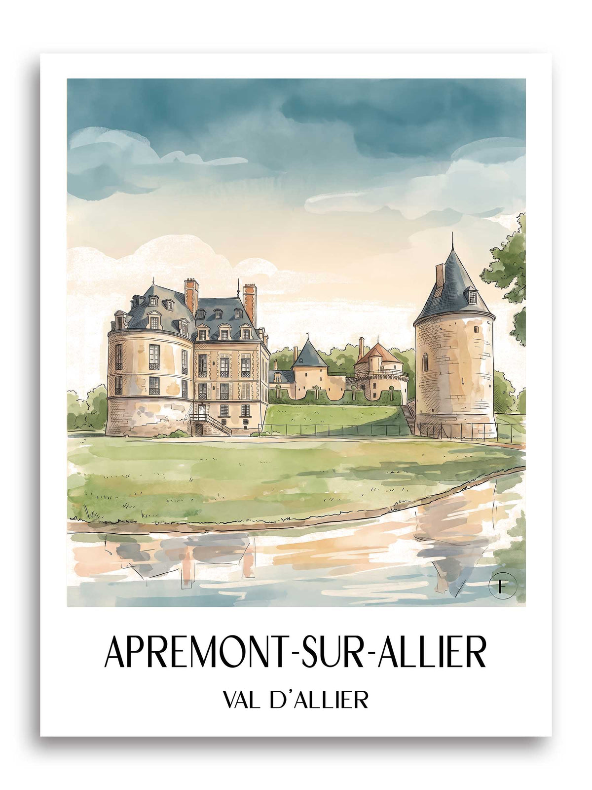 apremont-sur-allier-val-d'allier-frankreich-poster-aquarell