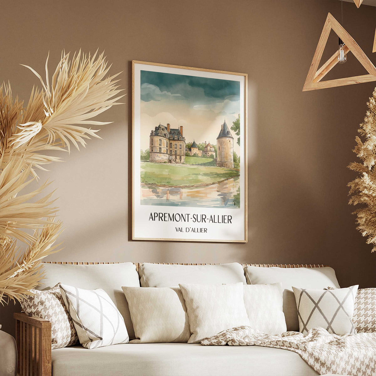 apremont-sur-allier-val-d'allier-frankreich-poster-aquarell
