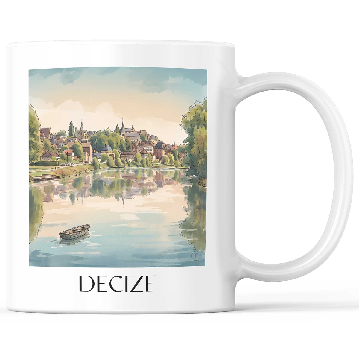 Decize Kaffeebecher - Nivernais - Frankreich Becher - Kaffeetasse im Aquarell Stil