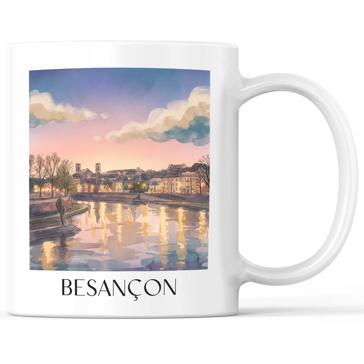Besançon Kaffeebecher - Franche-Comté - Frankreich Becher - Kaffeetasse im Aquarell Stil