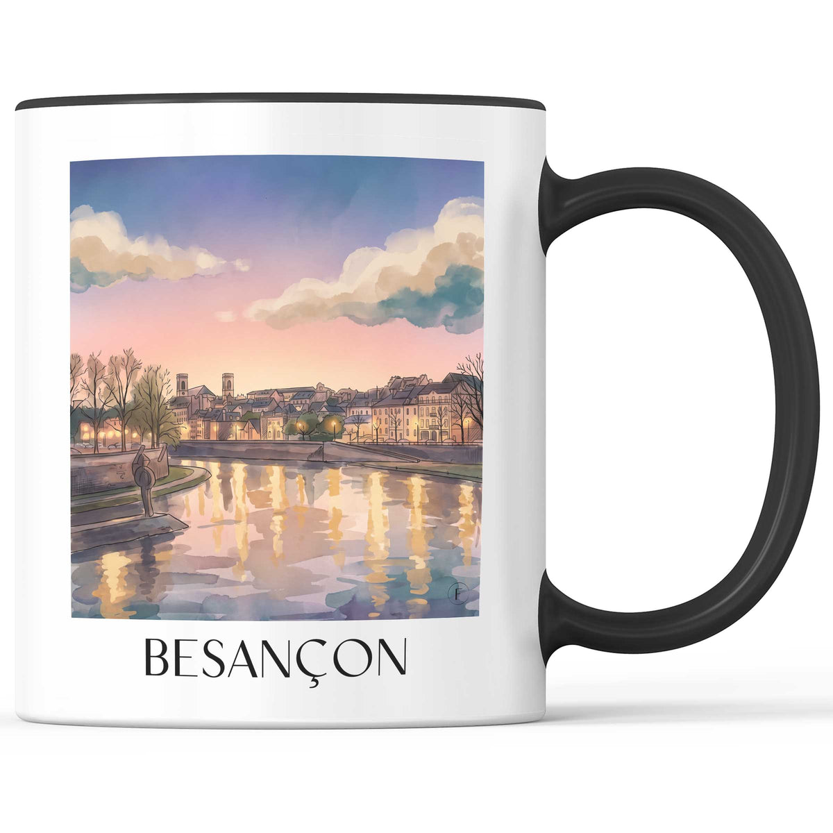 Besançon Kaffeebecher - Franche-Comté - Frankreich Becher - Kaffeetasse im Aquarell Stil