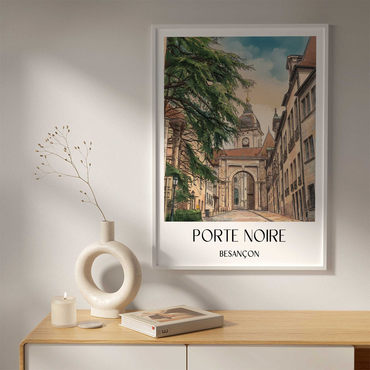 porte-noire-besançon-frankreich-poster-aquarell
