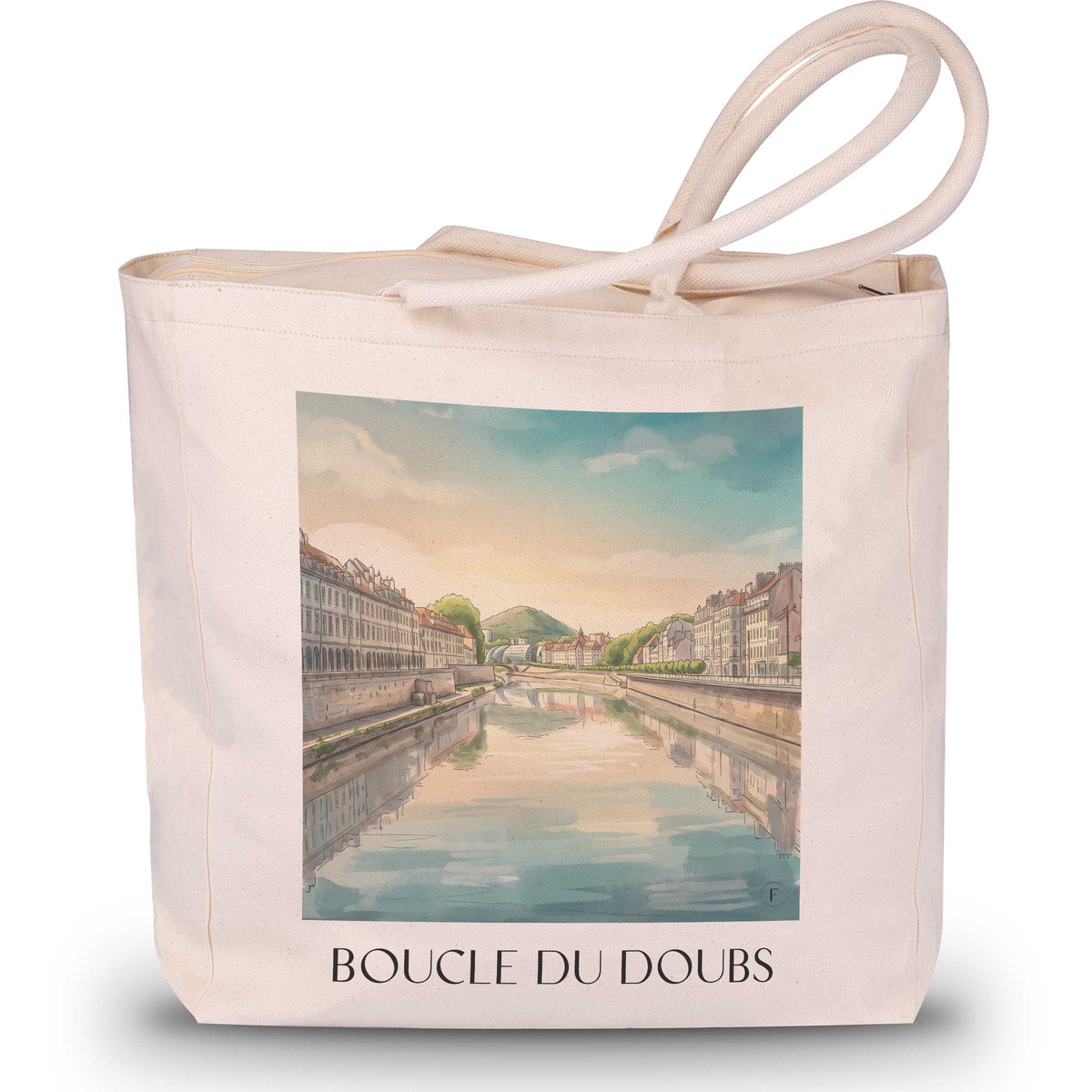 Boucle du Doubs Shopping Tasche - Besançon - Frankreich Tote Bag - Einkaufstasche im Aquarell Stil