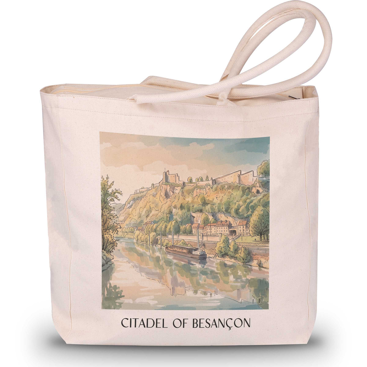 Citadelle de Besançon Shopping Tasche - Besançon - Frankreich Tote Bag - Einkaufstasche im Aquarell Stil