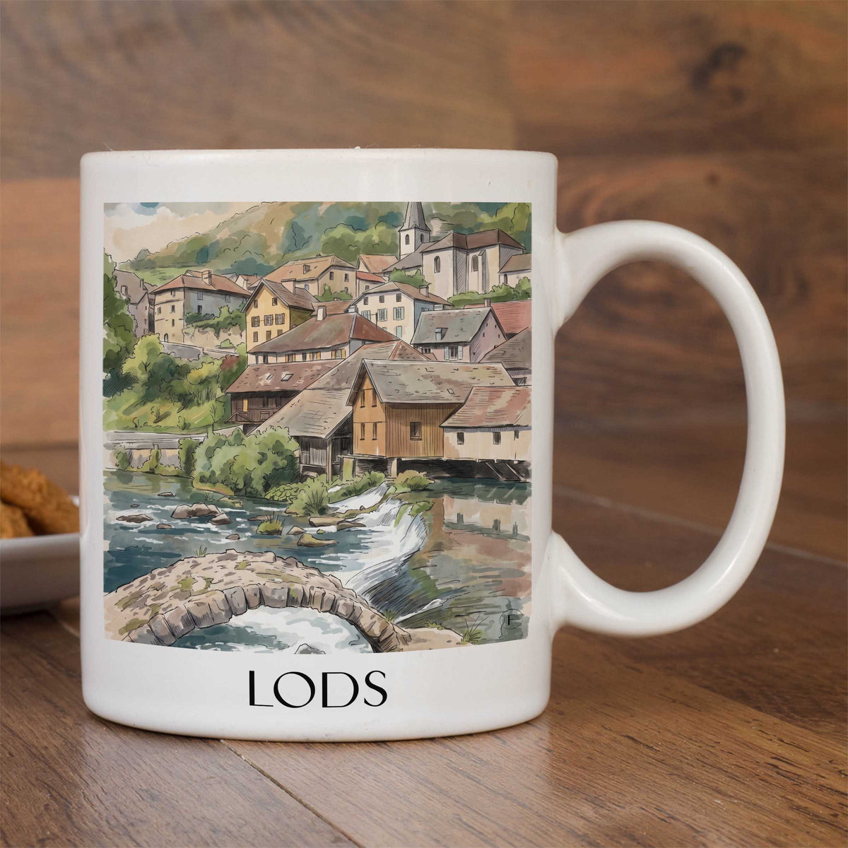 lods-vallée-de-la-loue-frankreich-kaffeebecher-aquarell