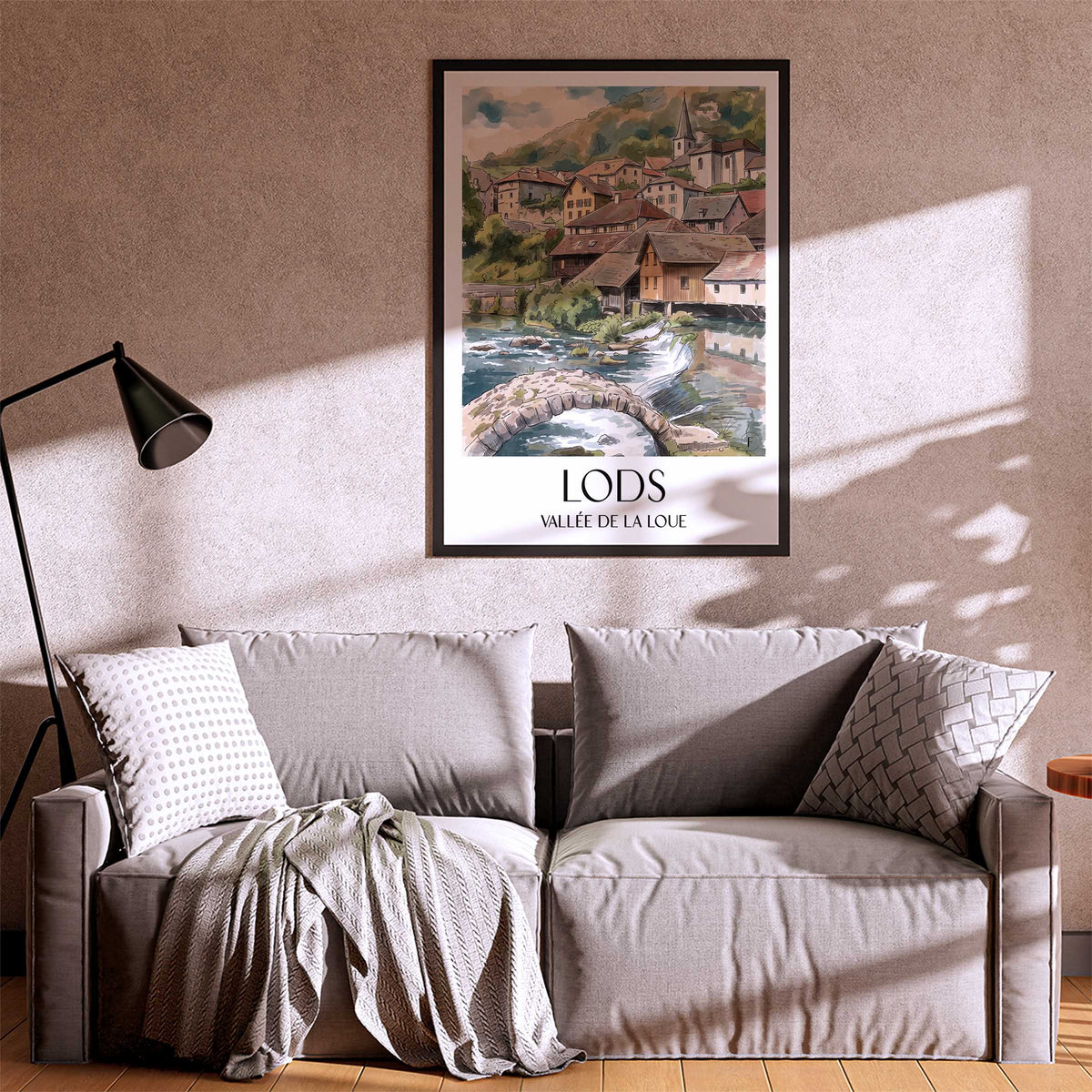 lods-vallée-de-la-loue-frankreich-poster-aquarell