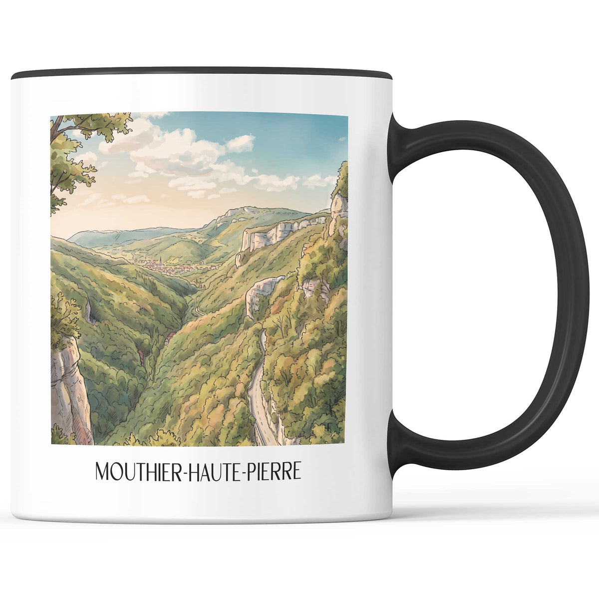 mouthier-haute-pierre-vallée-de-la-loue-frankreich-kaffeebecher-aquarell