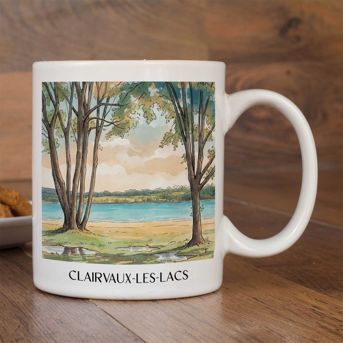 clairvaux-les-lacs-région-des-lacs-frankreich-kaffeebecher-aquarell