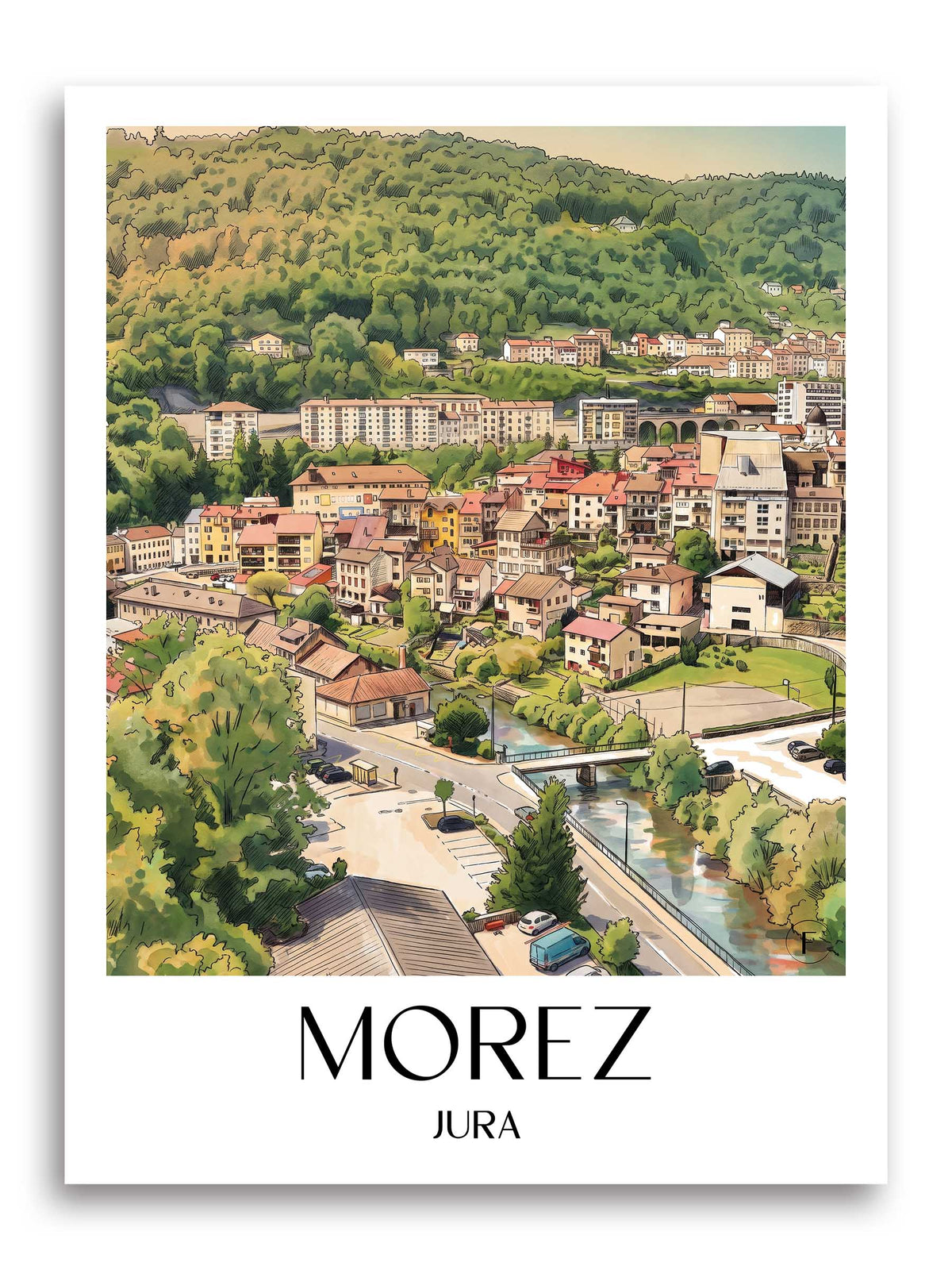 Morez Poster - Jura - Frankreich Kunstdruck - Aquarell von A4 bis A1