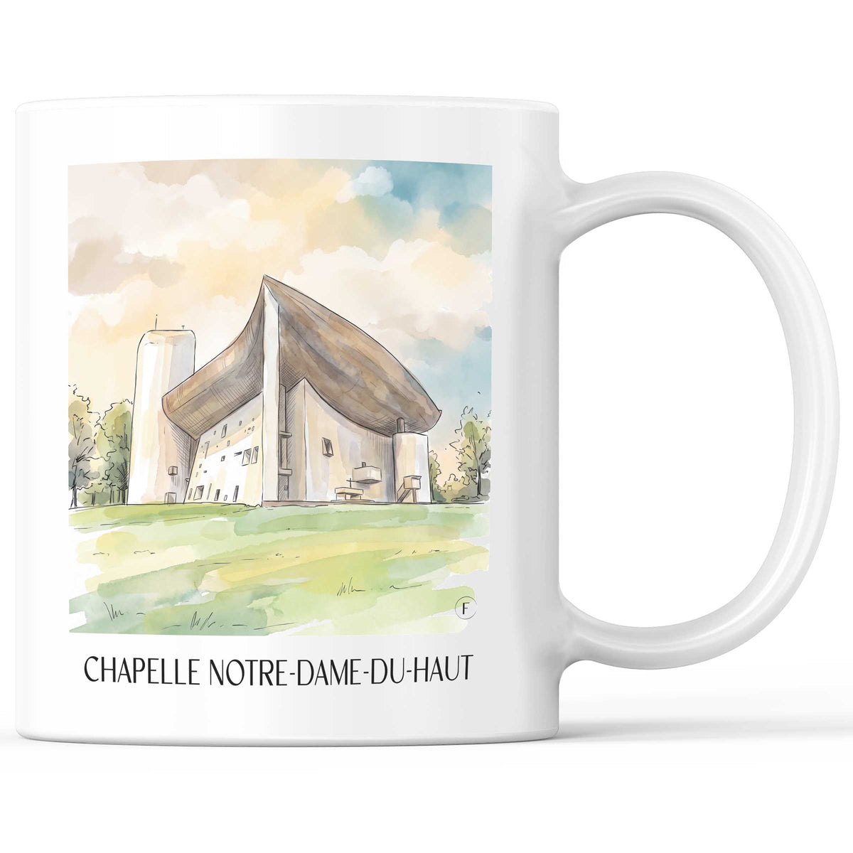 Chapelle Notre-Dame-du-Haut Kaffeebecher - Ronchamp - Frankreich Becher - Kaffeetasse im Aquarell Stil