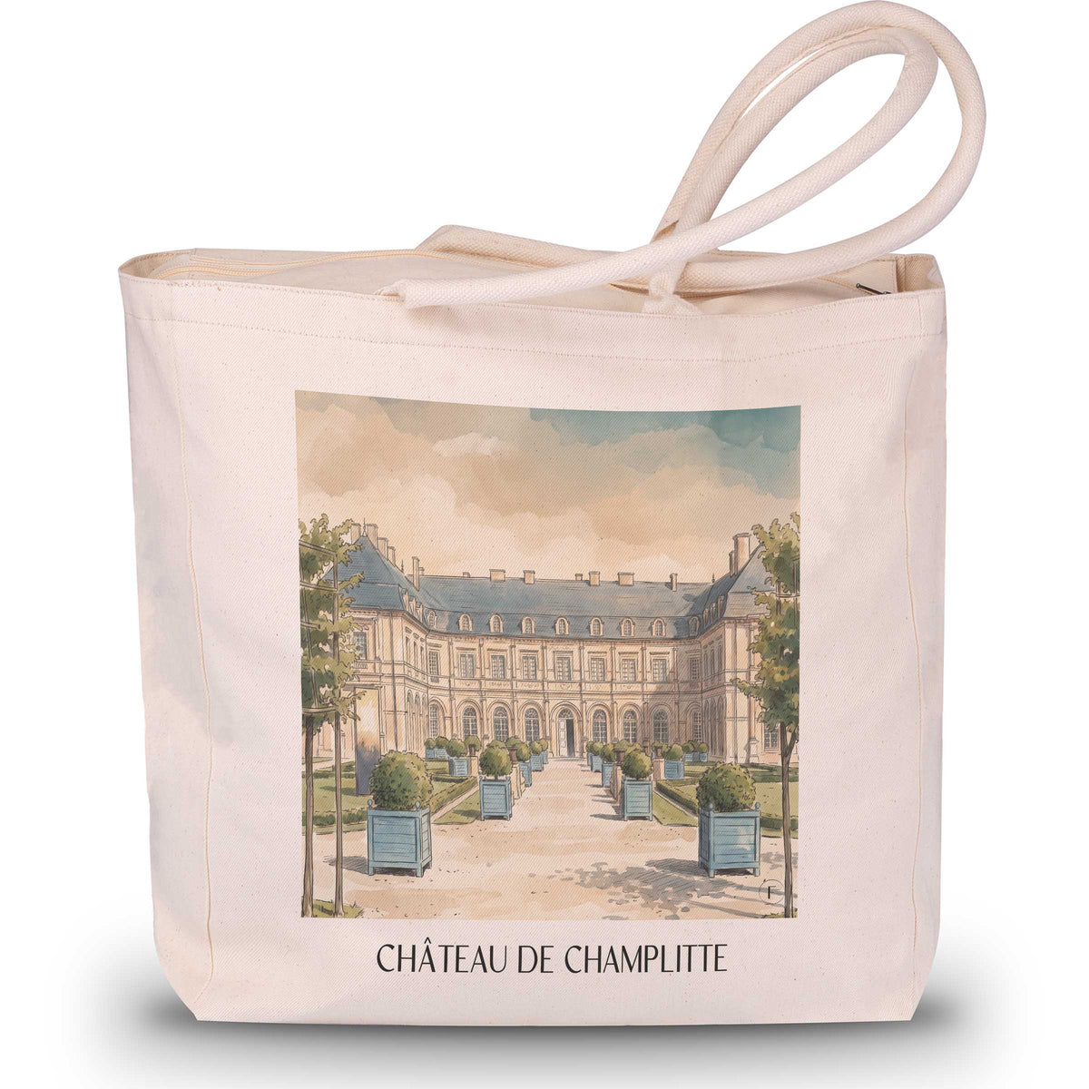 château-de-champlitte-haute-saône-frankreich-einkaufstasche-aquarell