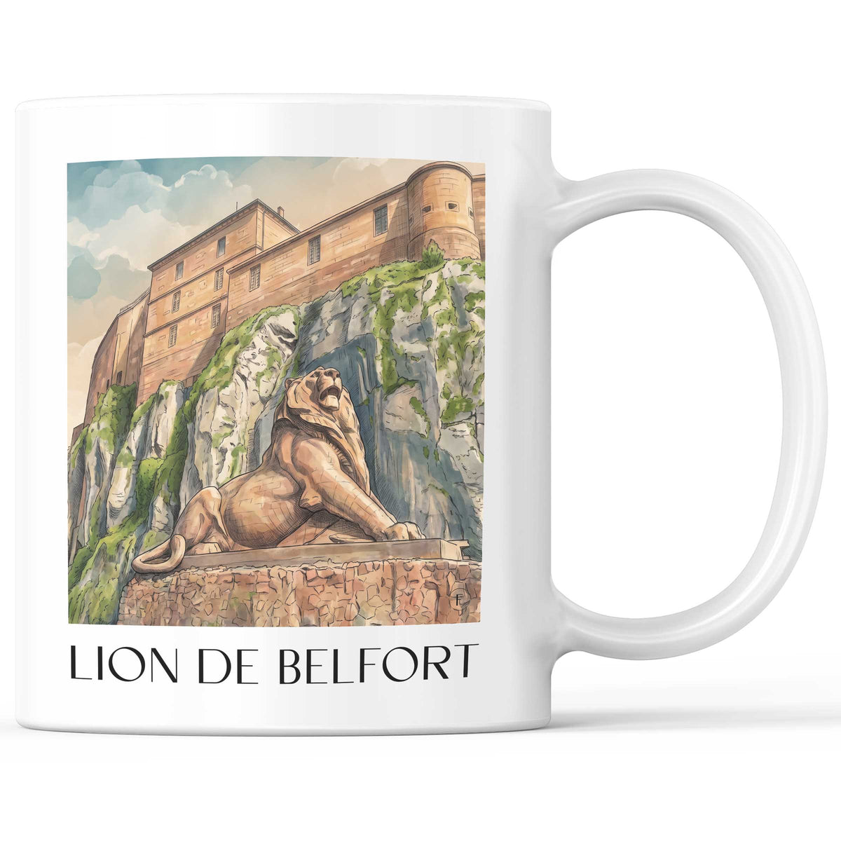 Lion de Belfort Kaffeebecher - Belfort - Frankreich Becher - Kaffeetasse im Aquarell Stil