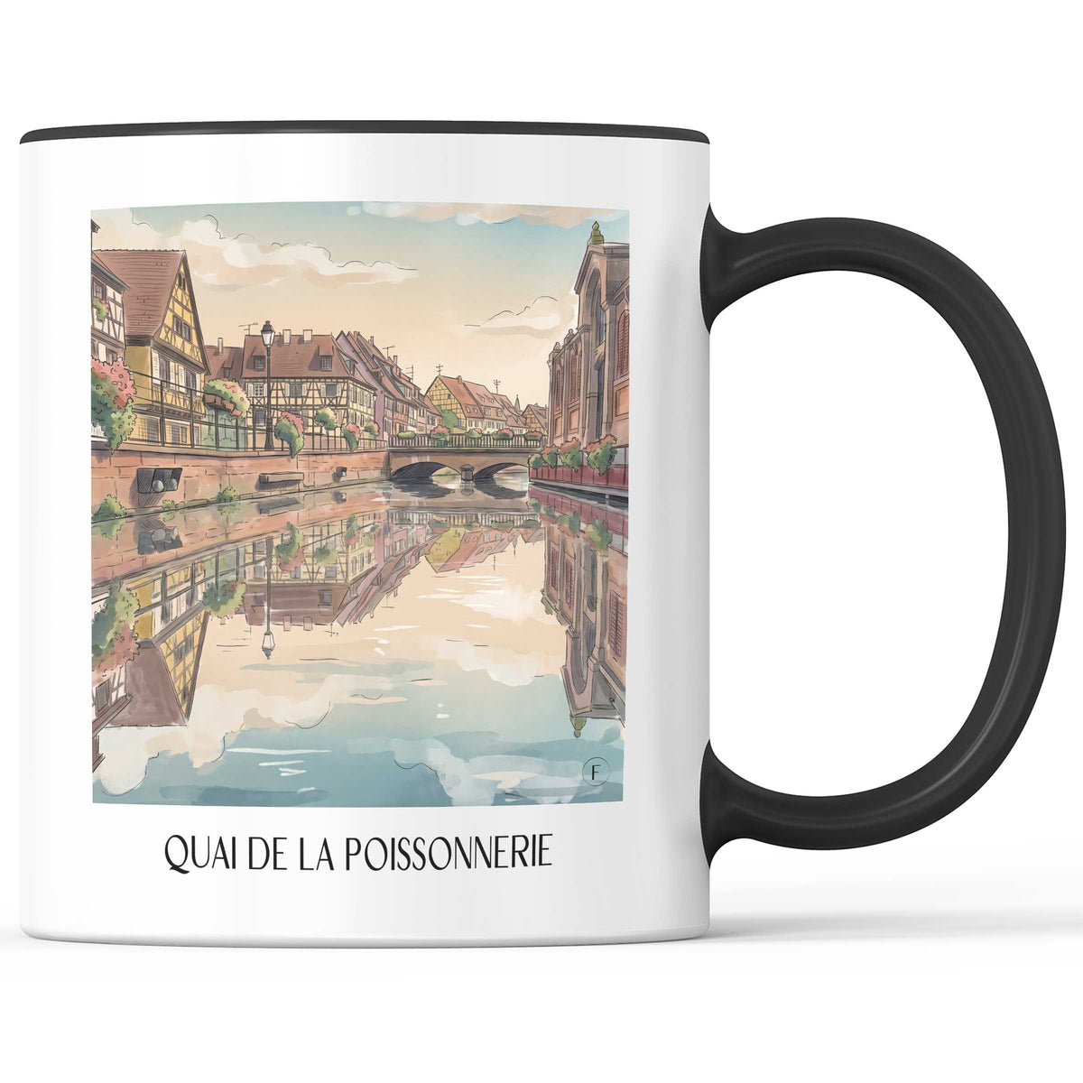 Quai de la Poissonnerie Kaffeebecher - Colmar - Frankreich Becher - Kaffeetasse im Aquarell Stil