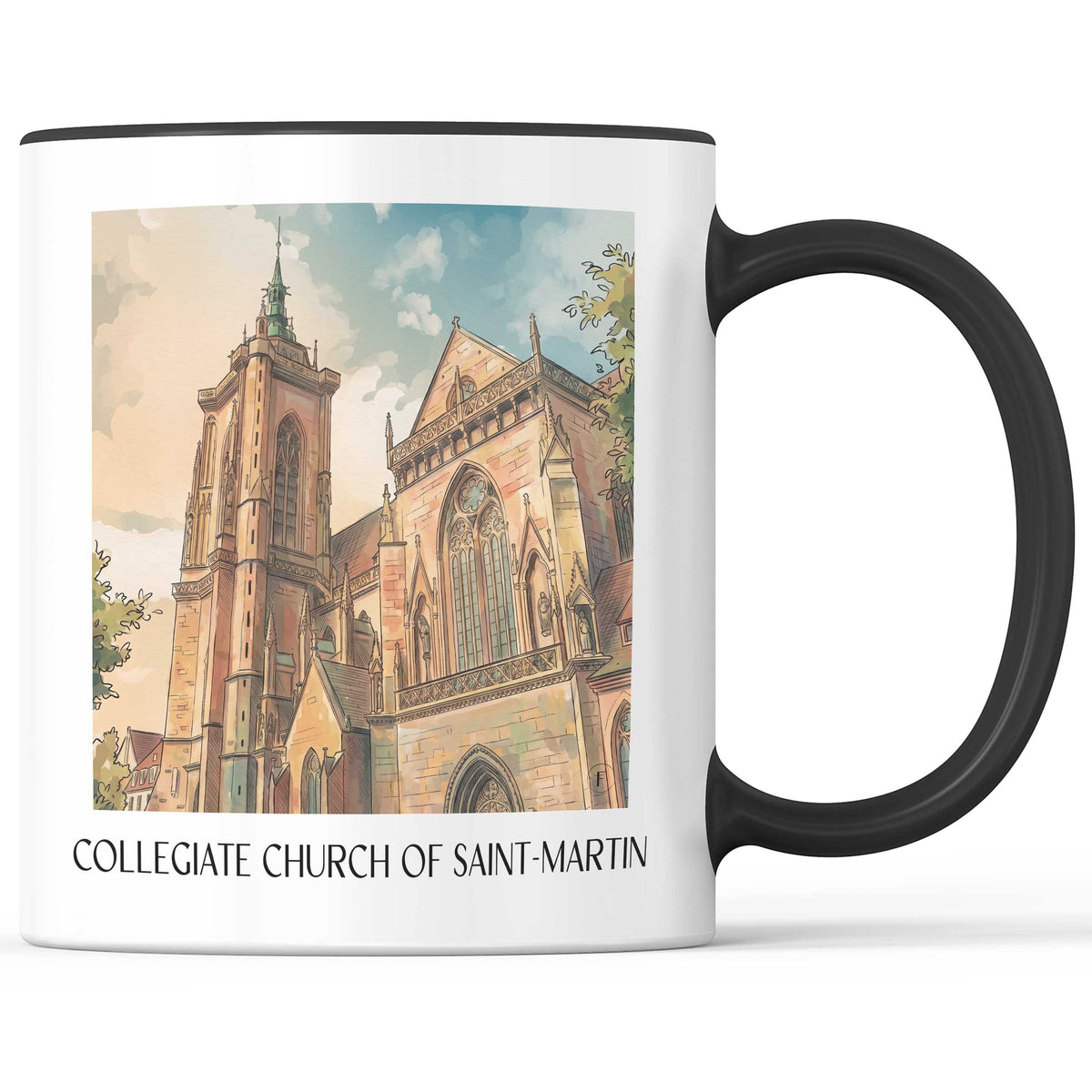 Collégiale Saint-Martin Kaffeebecher - Colmar - Frankreich Becher - Kaffeetasse im Aquarell Stil
