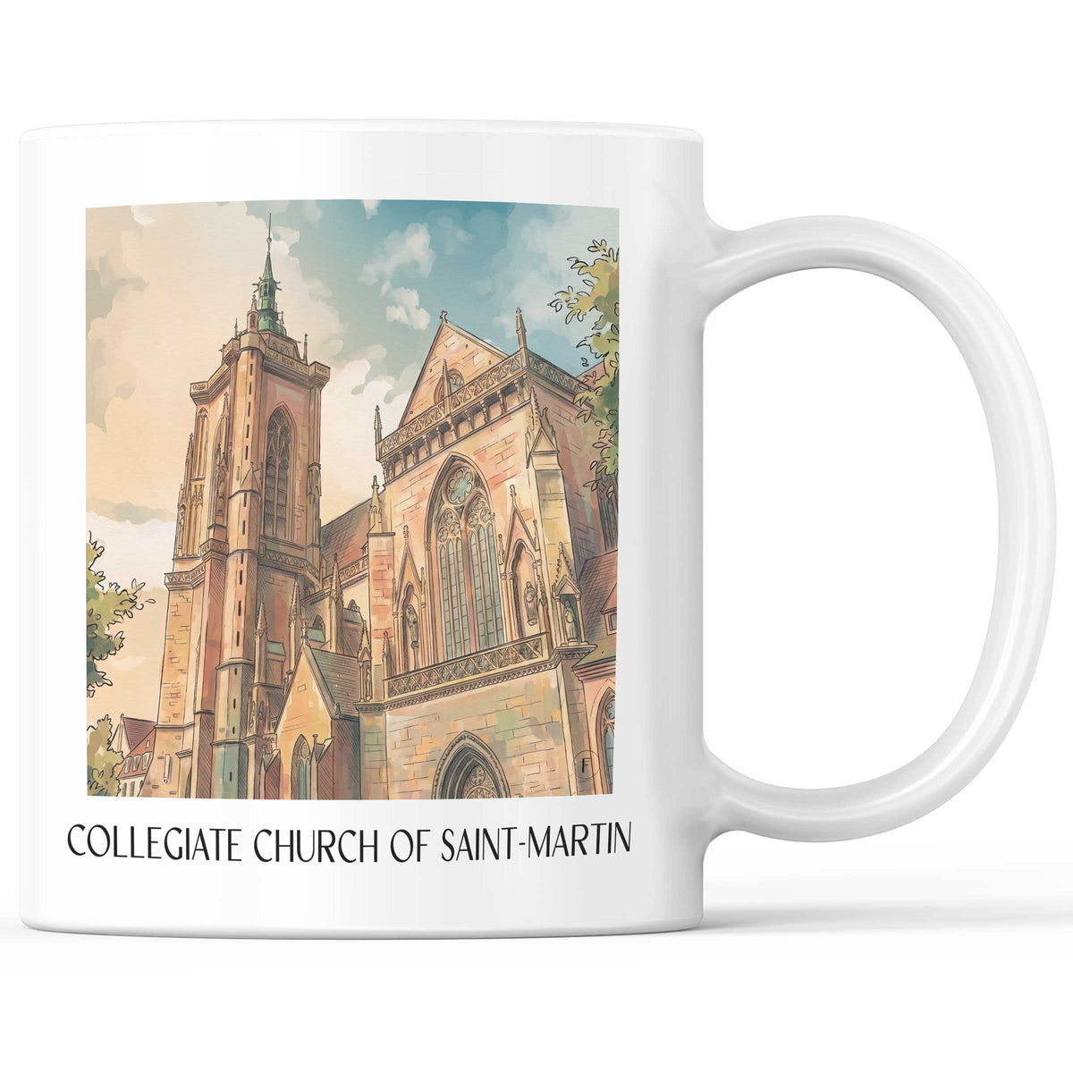 Collégiale Saint-Martin Kaffeebecher - Colmar - Frankreich Becher - Kaffeetasse im Aquarell Stil