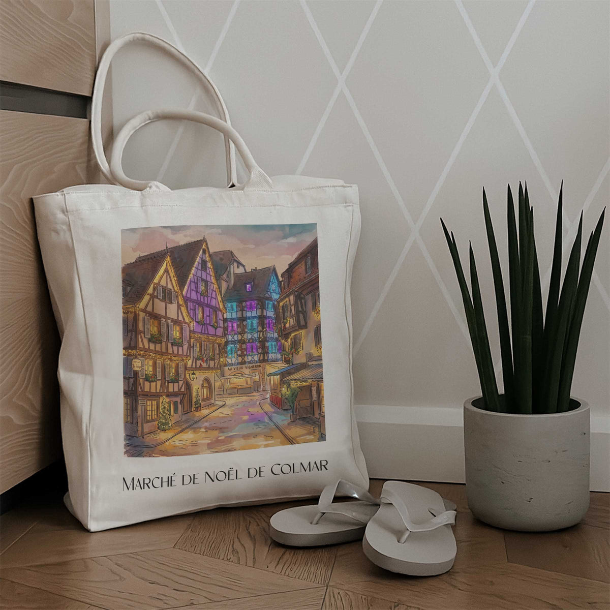 marché-de-noël-colmar-frankreich-einkaufstasche-aquarell