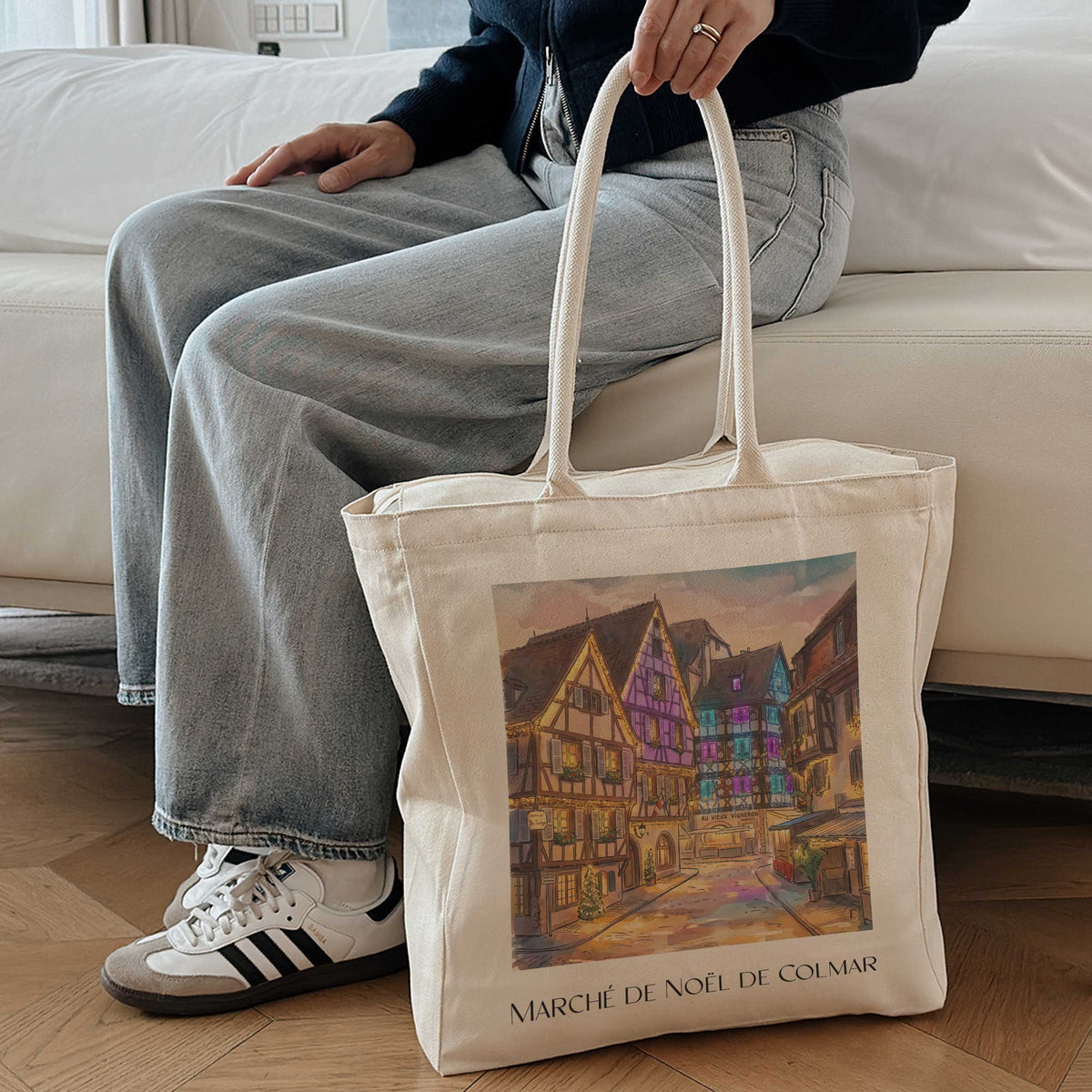 marché-de-noël-colmar-frankreich-einkaufstasche-aquarell