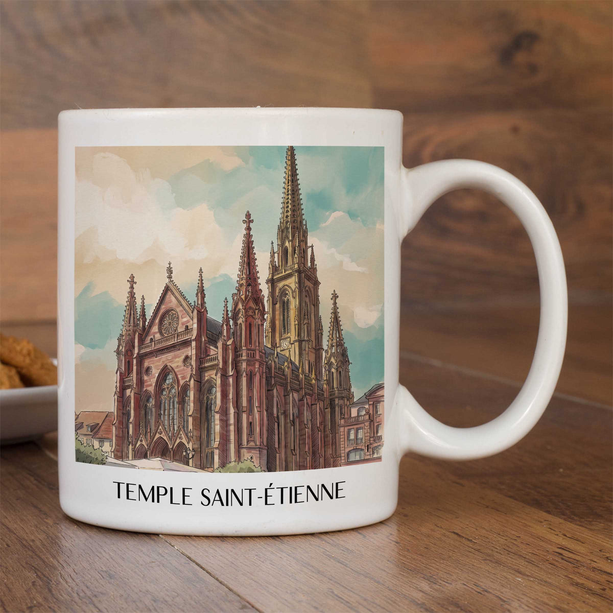 temple-saint-étienne-mulhouse-frankreich-kaffeebecher-aquarell