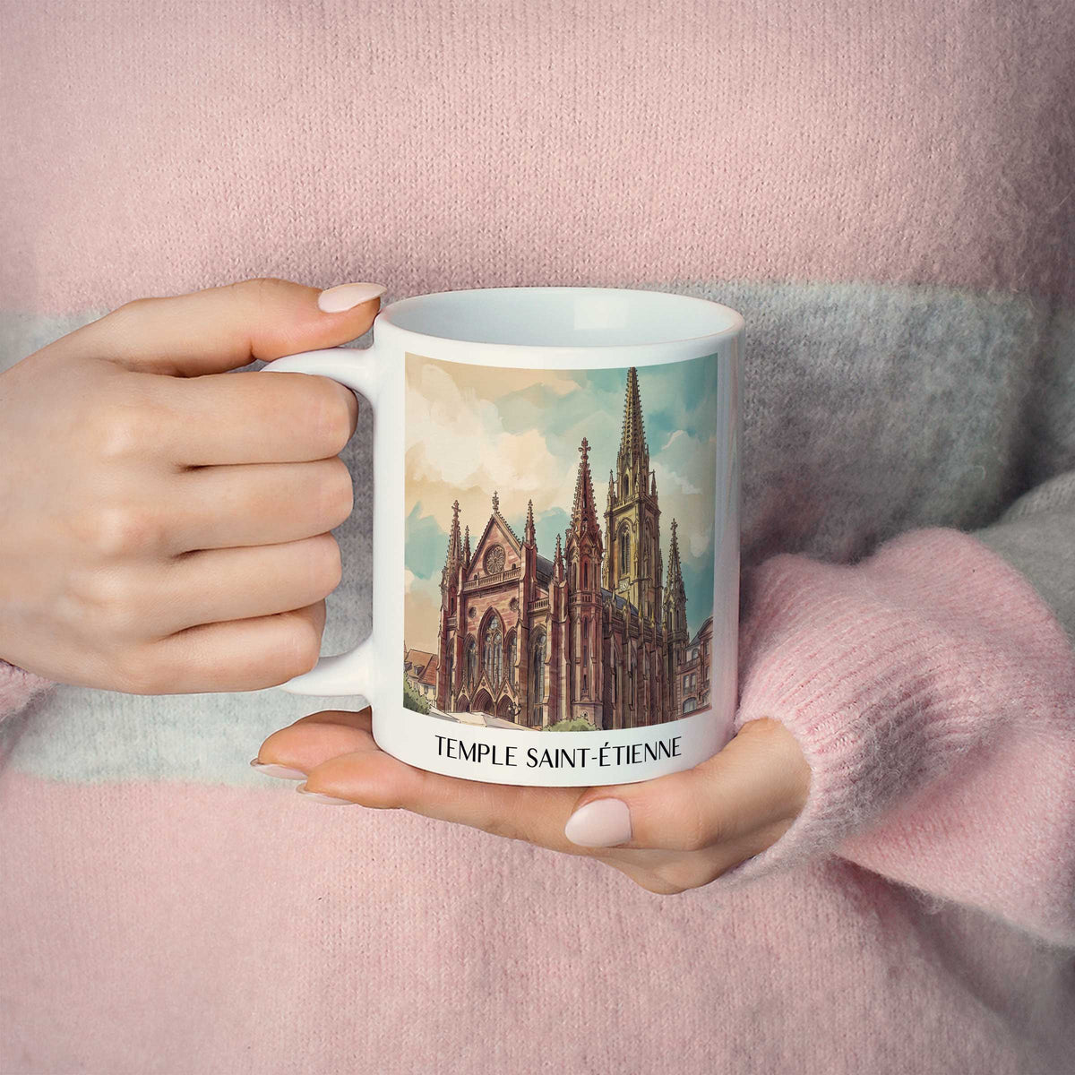 temple-saint-étienne-mulhouse-frankreich-kaffeebecher-aquarell
