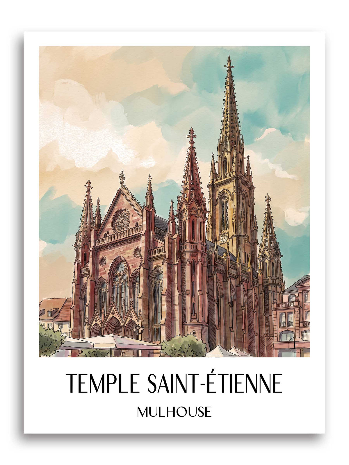 temple-saint-étienne-mulhouse-frankreich-poster-aquarell