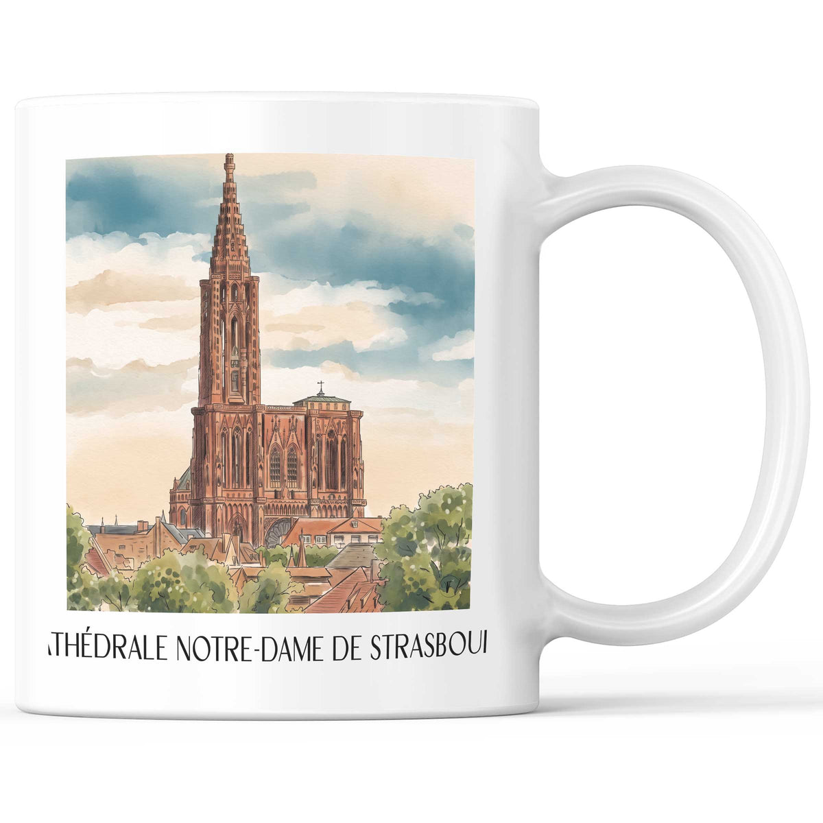 Cathédrale Notre-Dame Kaffeebecher - Strasbourg - Frankreich Becher - Kaffeetasse im Aquarell Stil