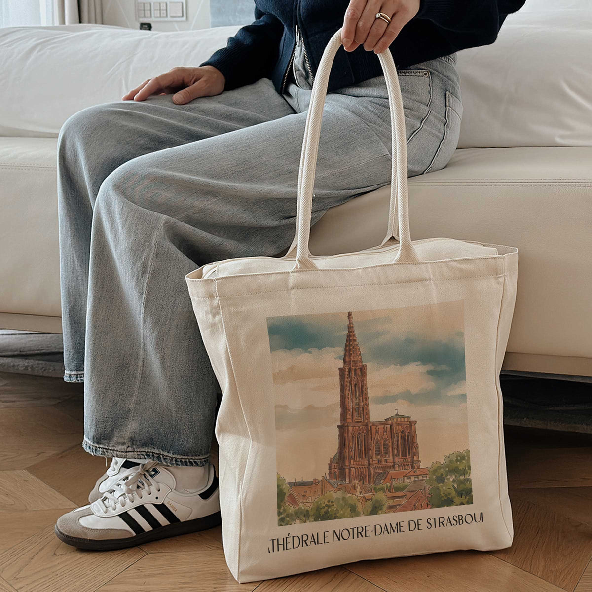 cathédrale-notre-dame-strasbourg-frankreich-einkaufstasche-aquarell