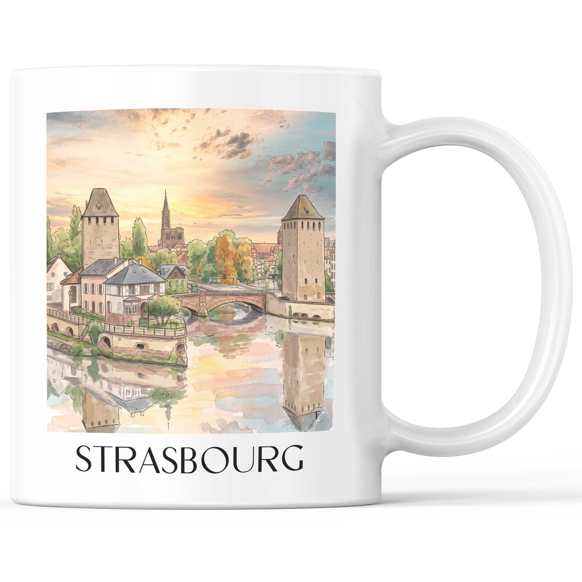 Strasbourg Kaffeebecher - Elsass - Frankreich Becher - Kaffeetasse im Aquarell Stil