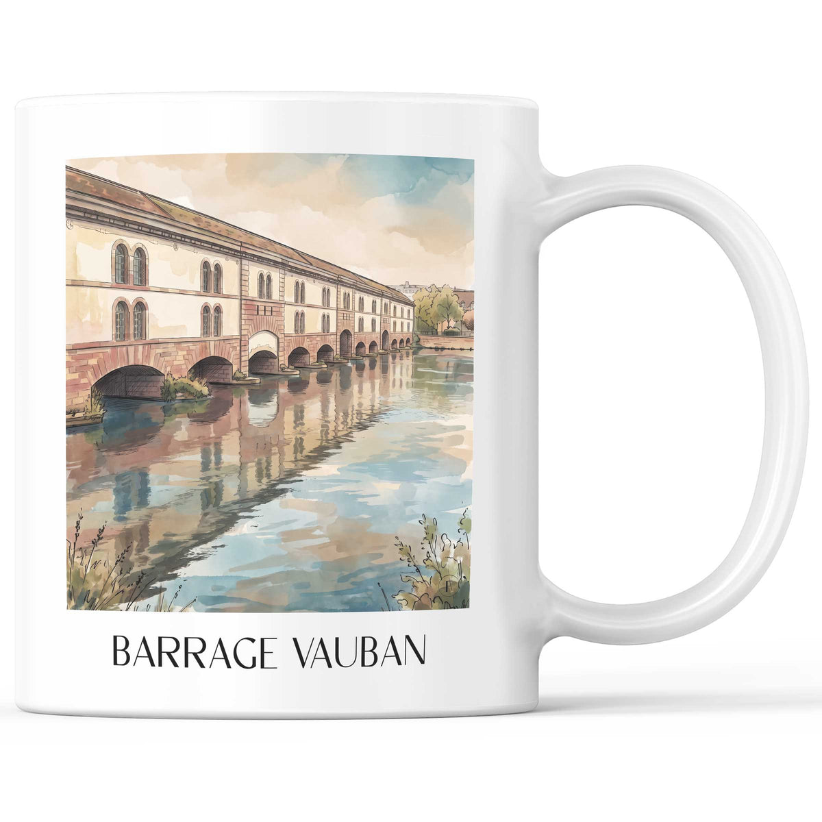 Barrage Vauban Kaffeebecher - Strasbourg - Frankreich Becher - Kaffeetasse im Aquarell Stil