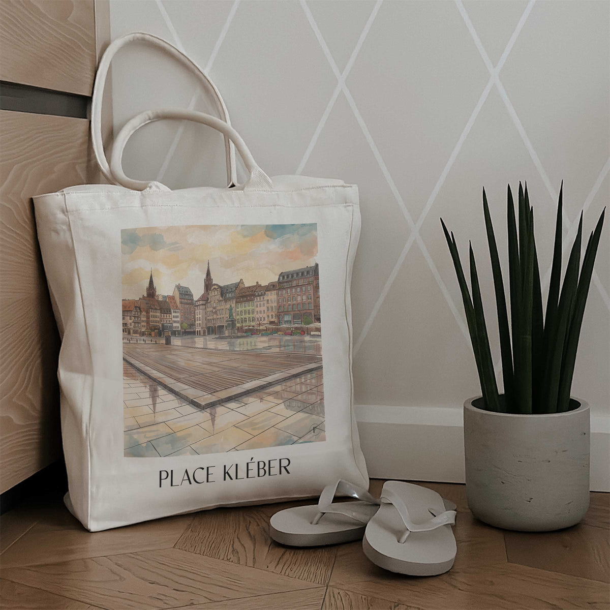 place-kléber-strasbourg-frankreich-einkaufstasche-aquarell