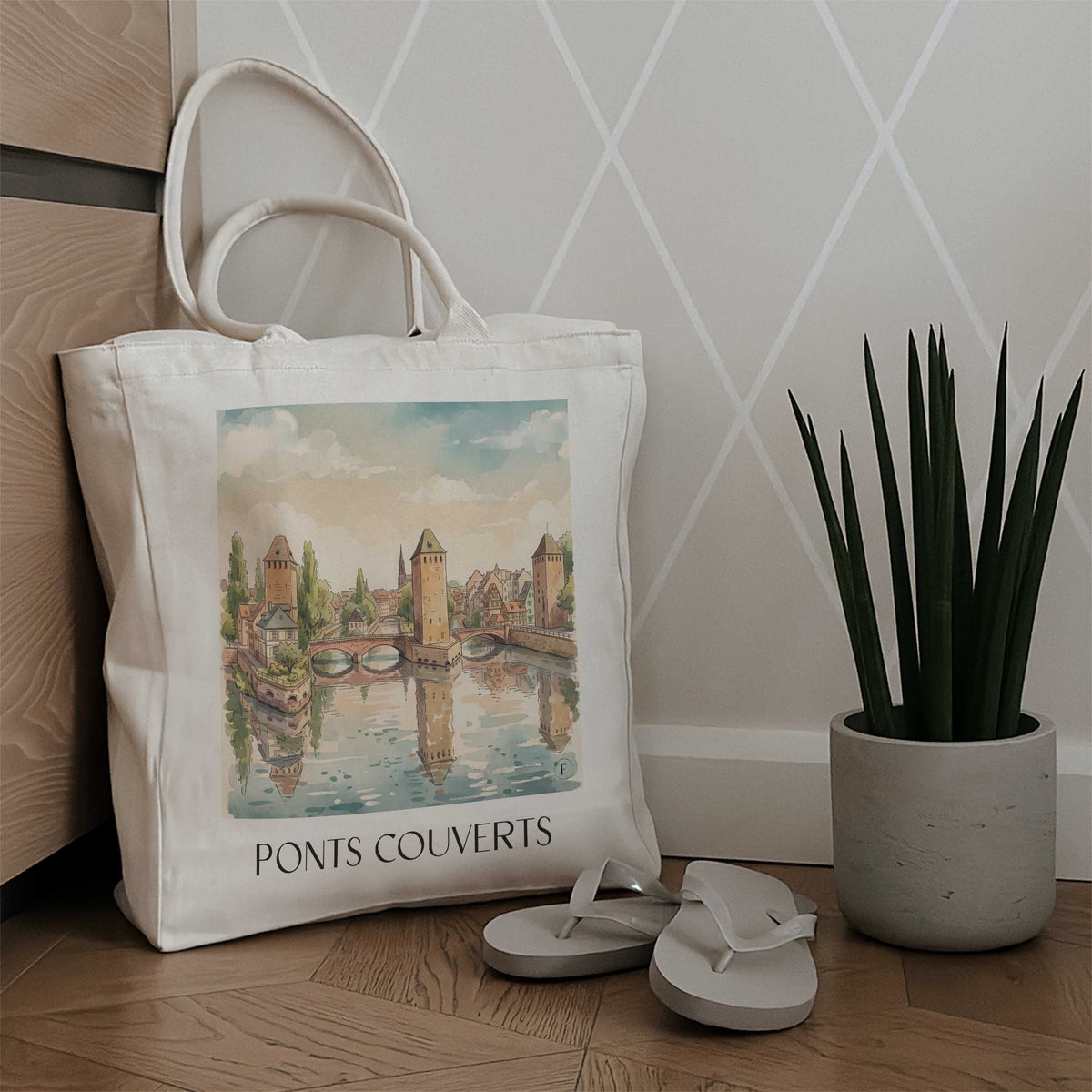 ponts-couverts-strasbourg-frankreich-einkaufstasche-aquarell