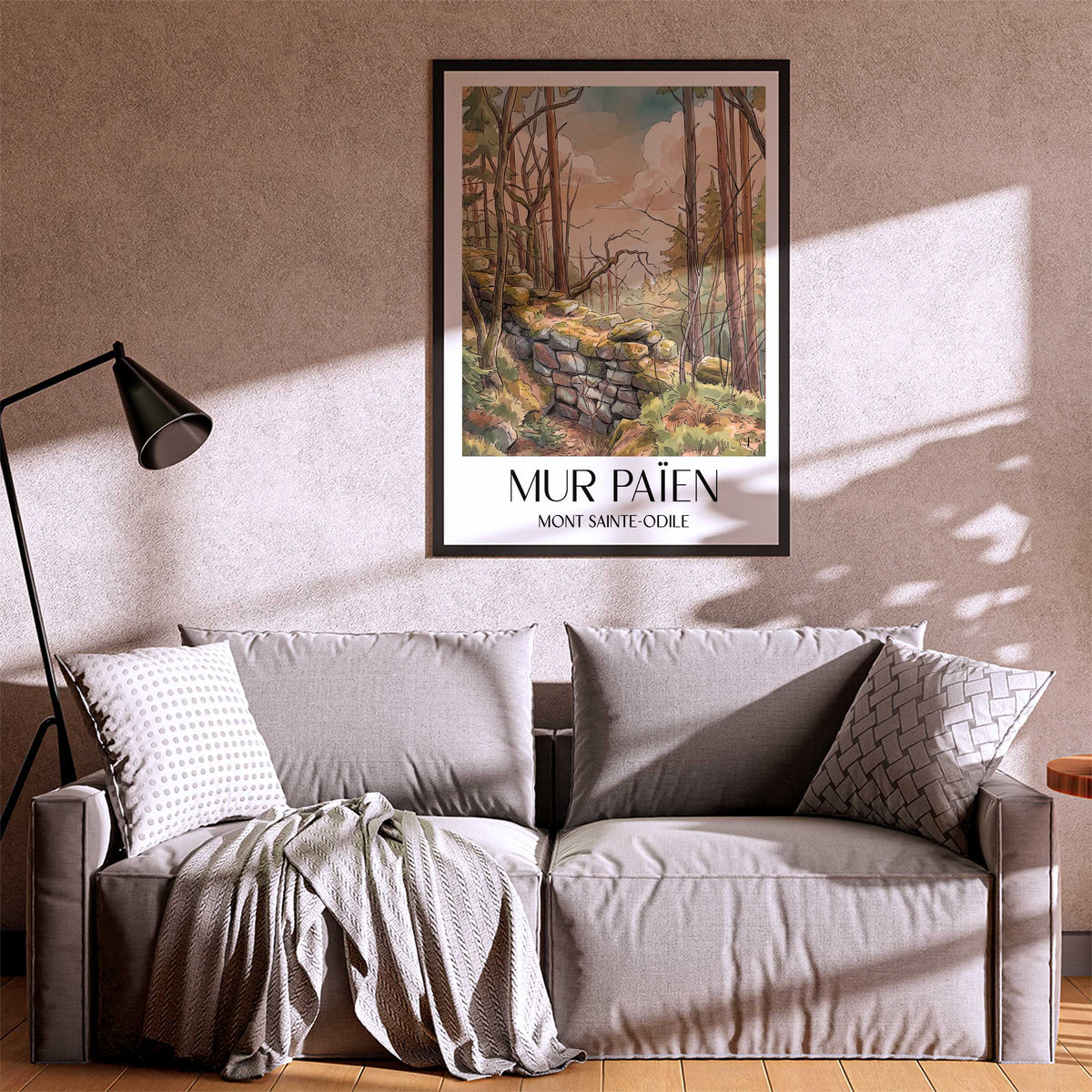 mur-païen-mont-sainte-odile-frankreich-poster-aquarell