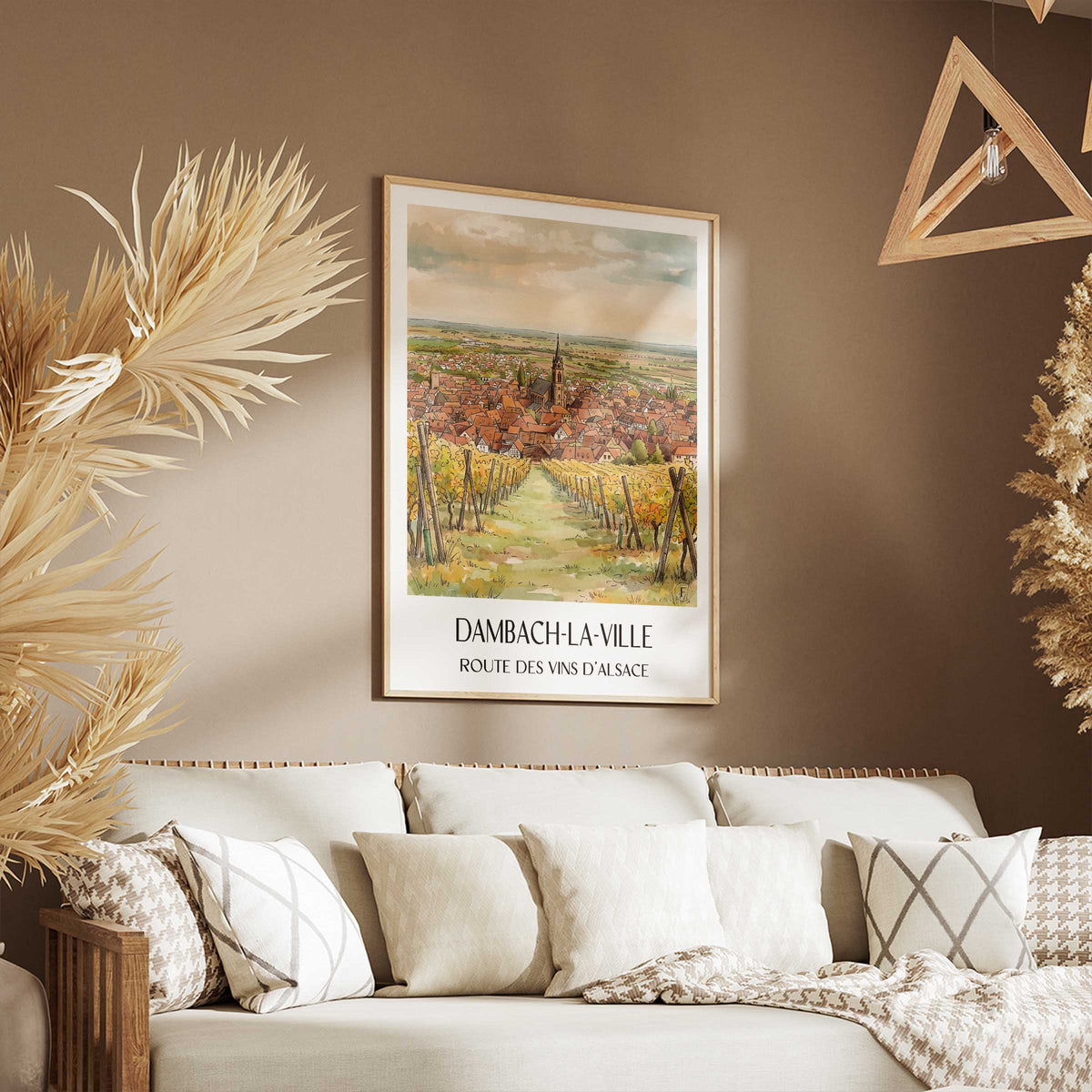 dambach-la-ville-route-des-vins-d'alsace-frankreich-poster-aquarell