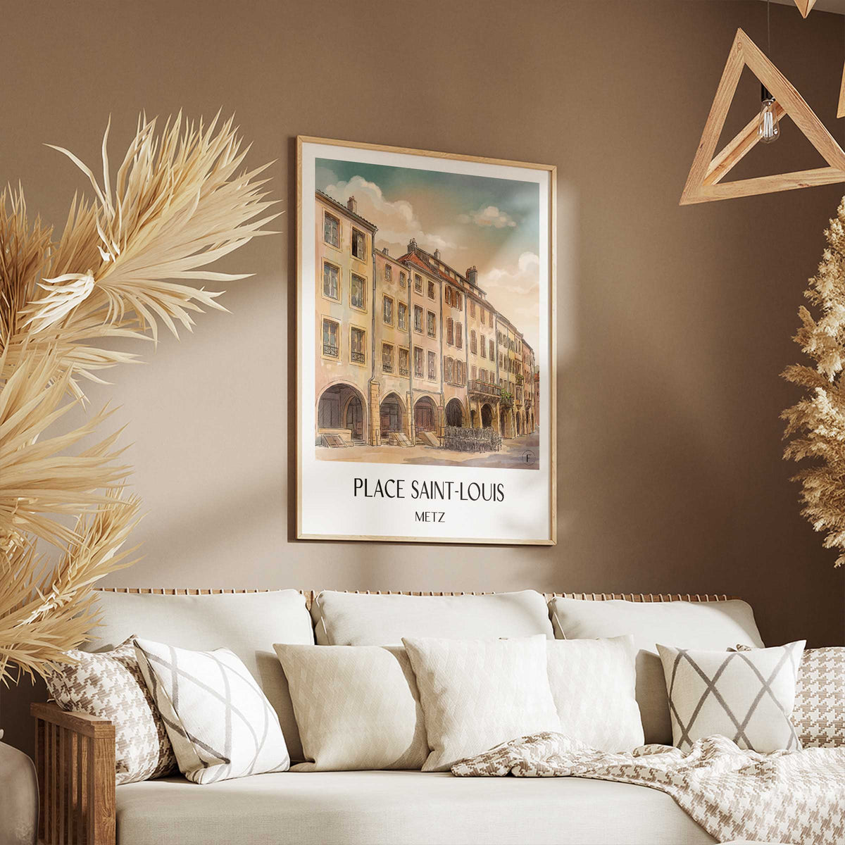 place-saint-louis-metz-frankreich-poster-aquarell