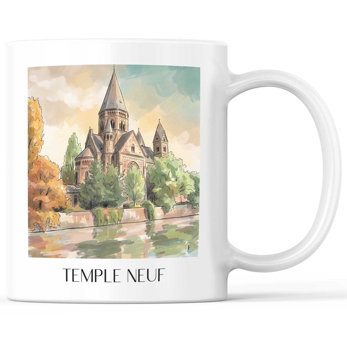 Temple Neuf Kaffeebecher - Metz - Frankreich Becher - Kaffeetasse im Aquarell Stil