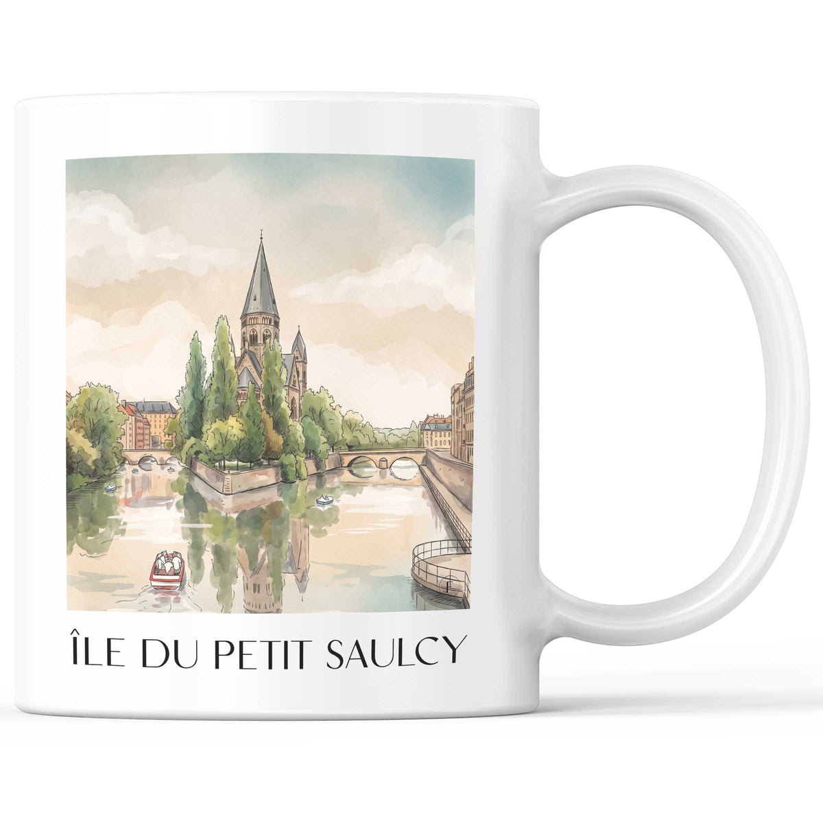 Île du Petit Saulcy Kaffeebecher - Metz - Frankreich Becher - Kaffeetasse im Aquarell Stil