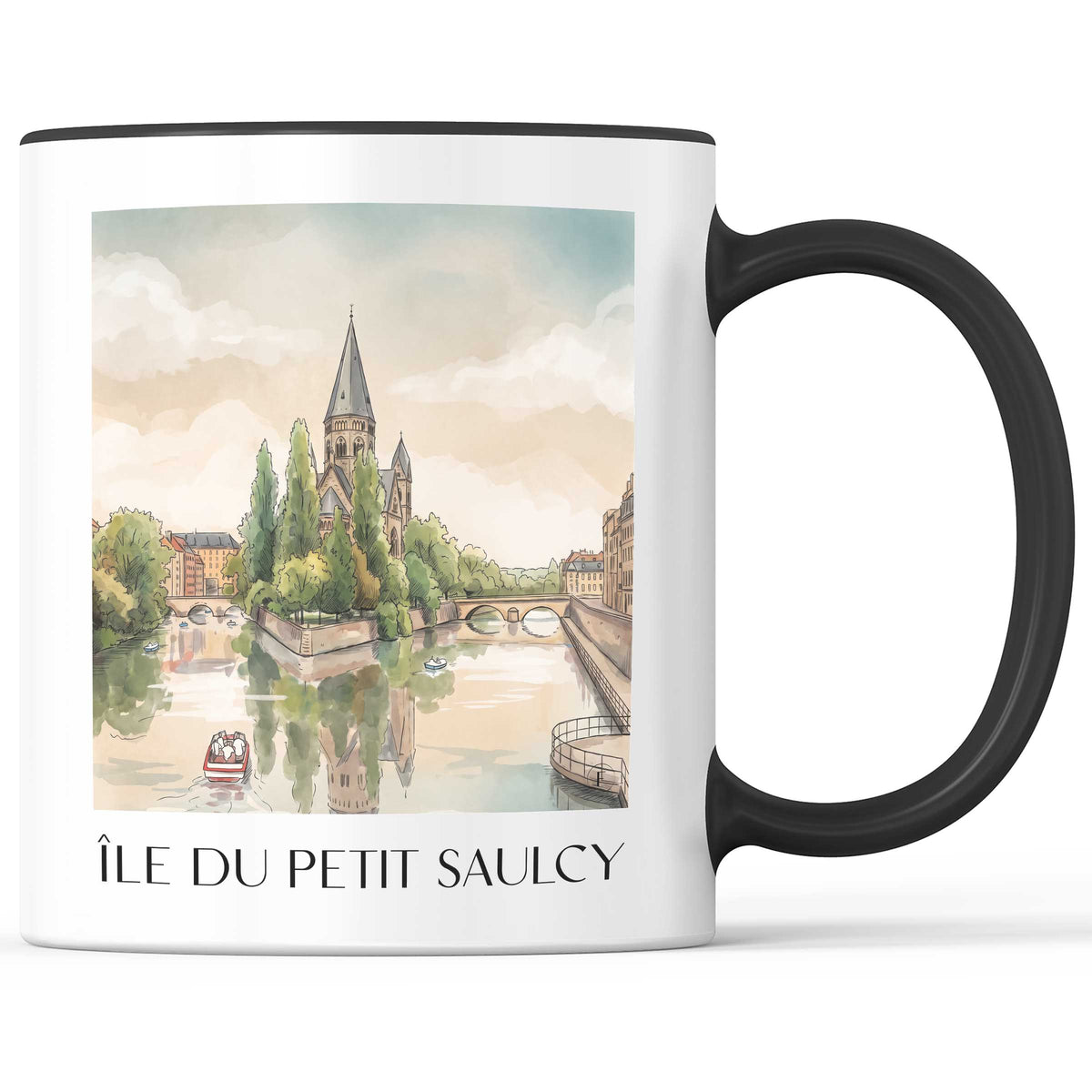 Île du Petit Saulcy Kaffeebecher - Metz - Frankreich Becher - Kaffeetasse im Aquarell Stil