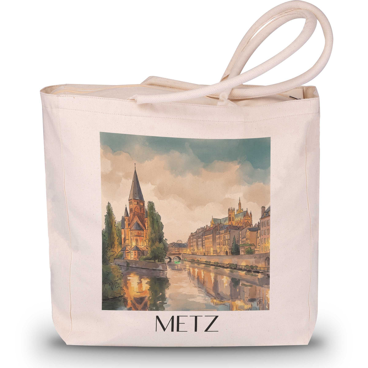 Metz Shopping Tasche - Lothringen - Frankreich Tote Bag - Einkaufstasche im Aquarell Stil