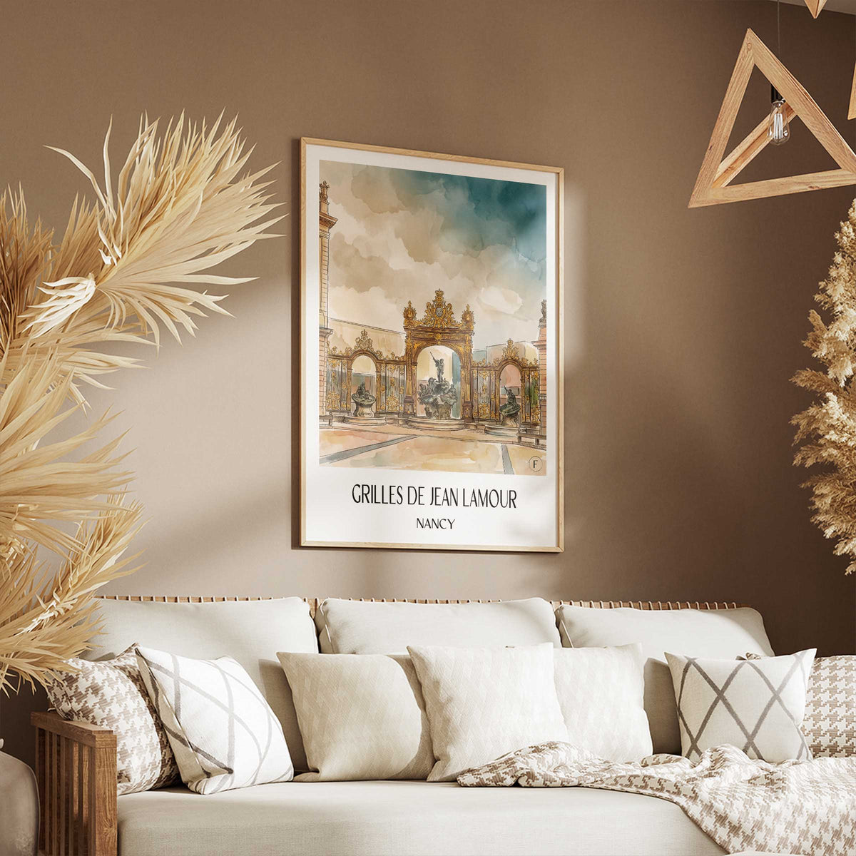 grilles-de-jean-lamour-nancy-frankreich-poster-aquarell
