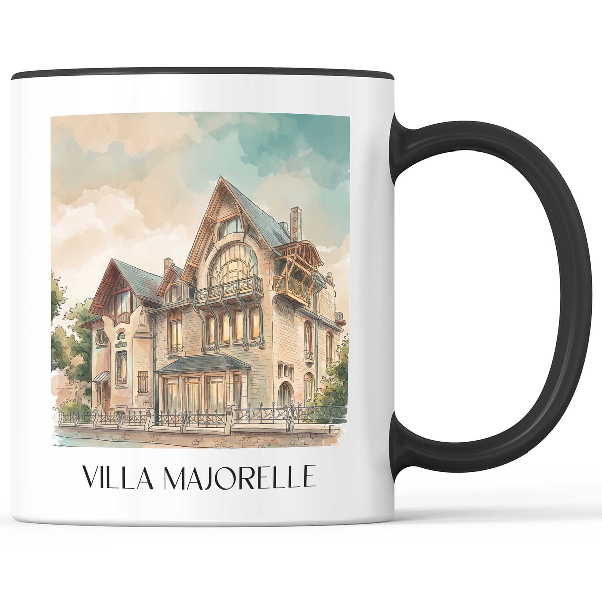 Villa Majorelle Kaffeebecher - Nancy - Frankreich Becher - Kaffeetasse im Aquarell Stil
