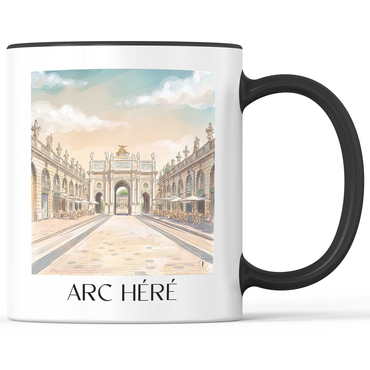 Arc Héré Kaffeebecher - Nancy - Frankreich Becher - Kaffeetasse im Aquarell Stil