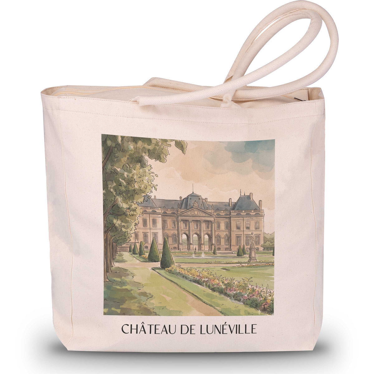 château-de-lunéville-lunéville-frankreich-einkaufstasche-aquarell