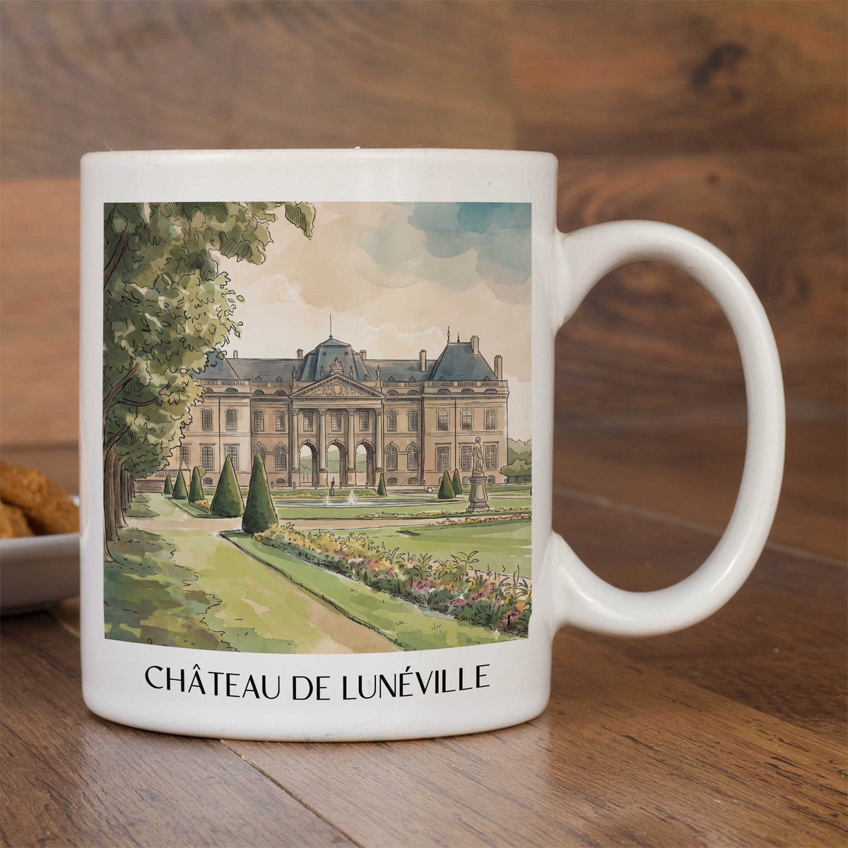 château-de-lunéville-lunéville-frankreich-kaffeebecher-aquarell