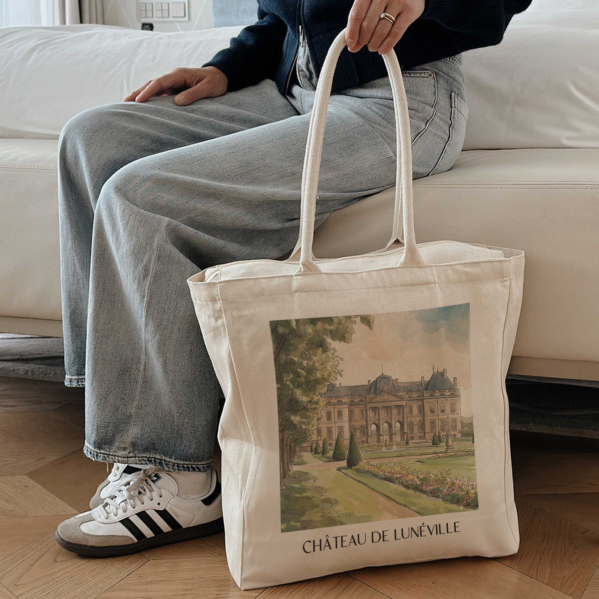 château-de-lunéville-lunéville-frankreich-einkaufstasche-aquarell