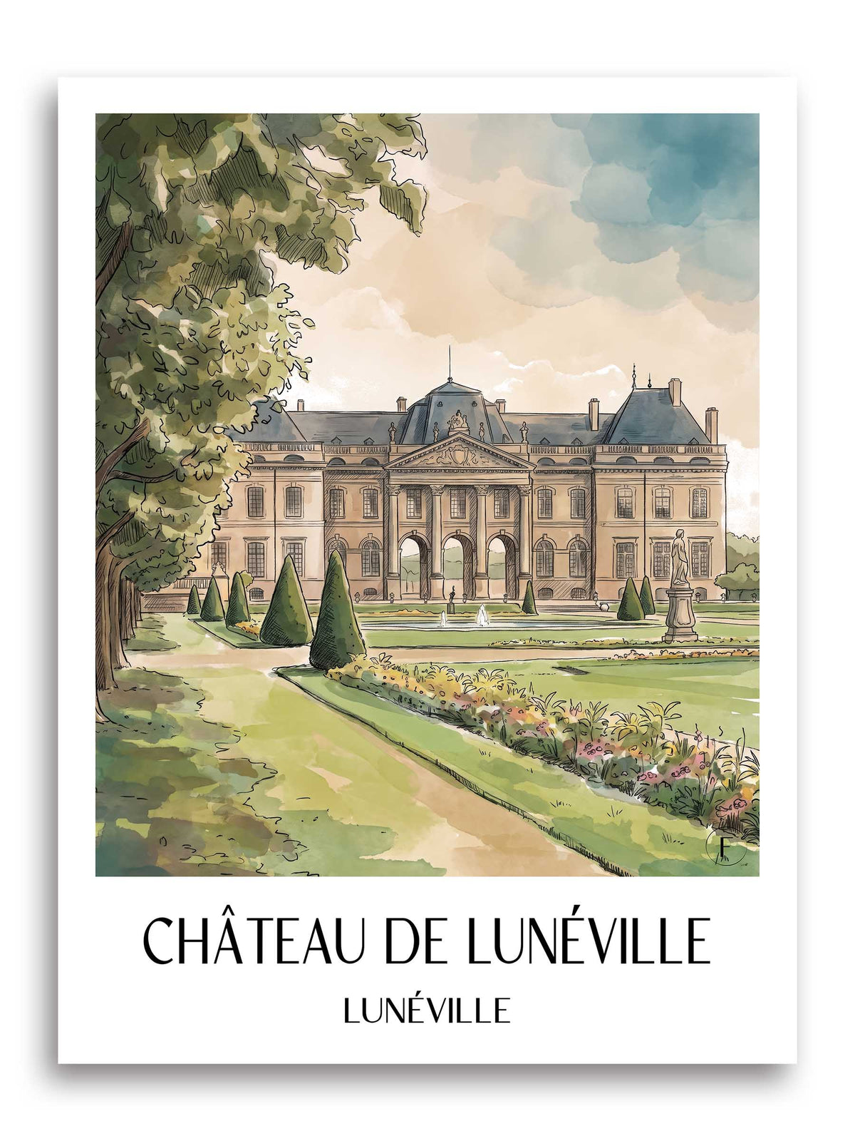 château-de-lunéville-lunéville-frankreich-poster-aquarell