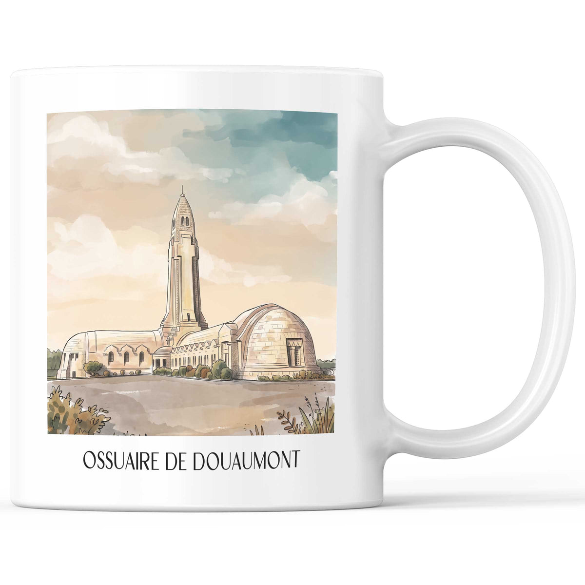 Ossuaire de Douaumont Kaffeebecher - Verdun - Frankreich Becher - Kaffeetasse im Aquarell Stil