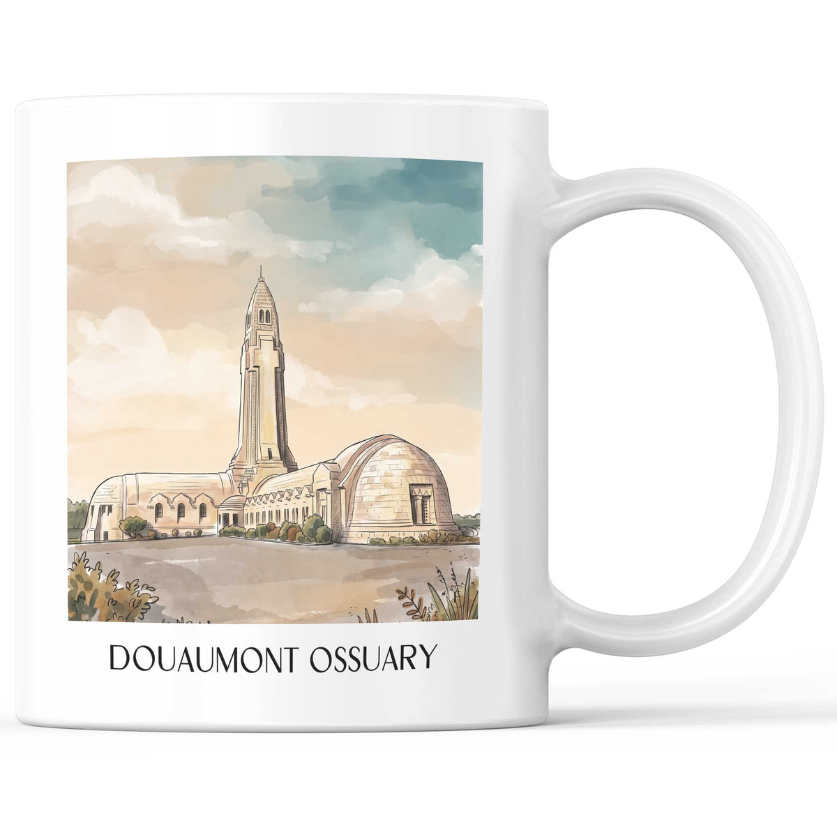 Ossuaire de Douaumont Kaffeebecher - Verdun - Frankreich Becher - Kaffeetasse im Aquarell Stil