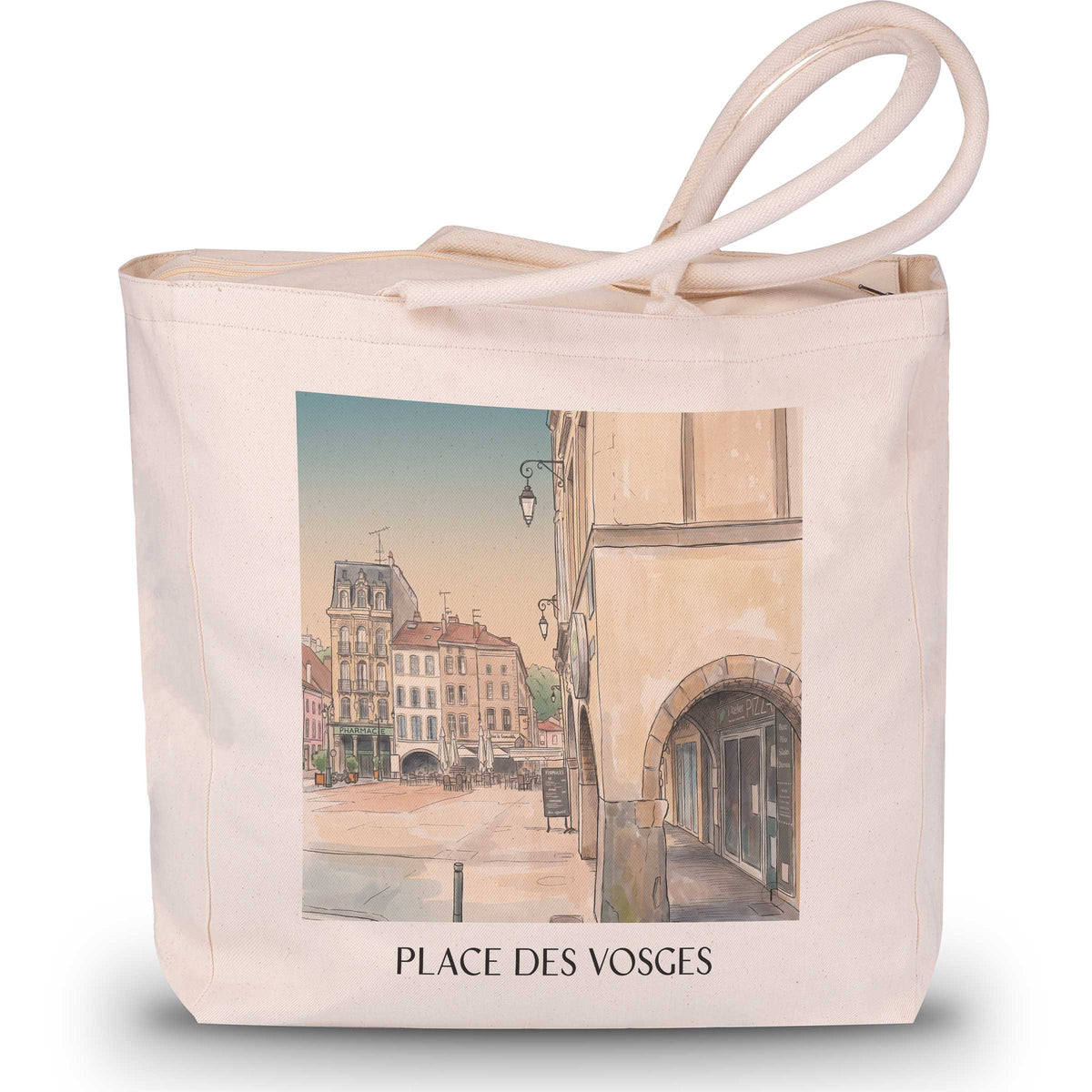Place des Vosges Shopping Tasche - Épinal - Frankreich Tote Bag - Einkaufstasche im Aquarell Stil