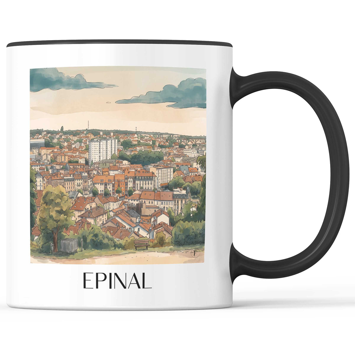 Épinal Kaffeebecher - Vosges - Frankreich Becher - Kaffeetasse im Aquarell Stil